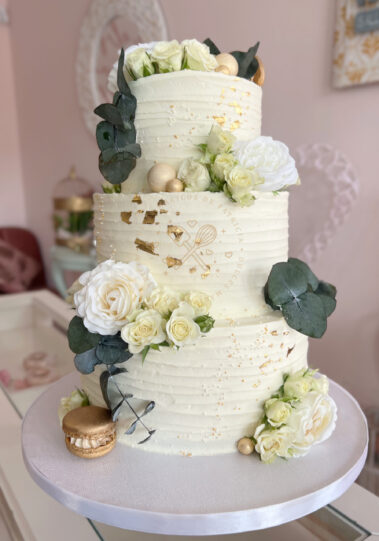 Tarta boda con flores