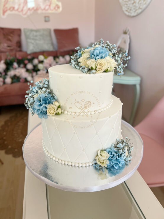 Tarta de boda tonos azules