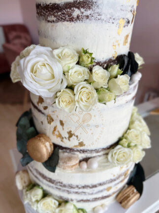 Tarta de boda floral blanco
