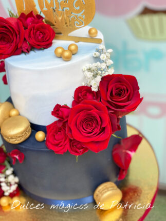 Tarta decorada fondant personalizada boda madrid