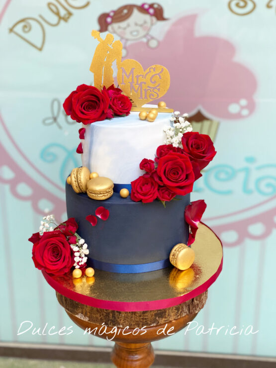 Tarta decorada fondant personalizada boda madrid