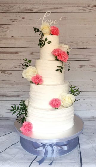 tarta boda crema flores