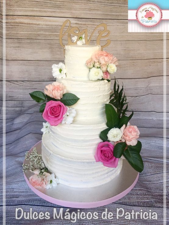 tarta boda love crema rústica