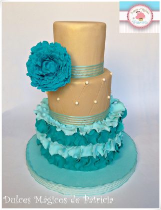 tarta boda oro peonía