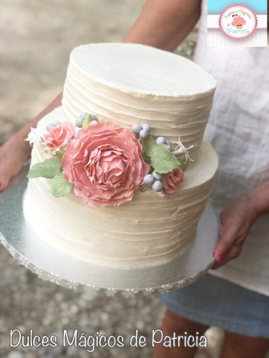 tarta boda peonía romántica