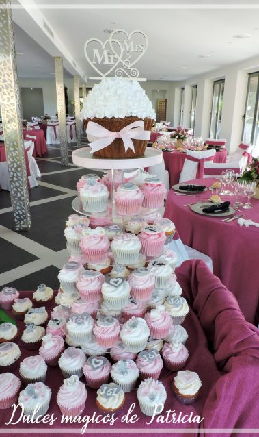 torre cupcakes boda rosa alcalá