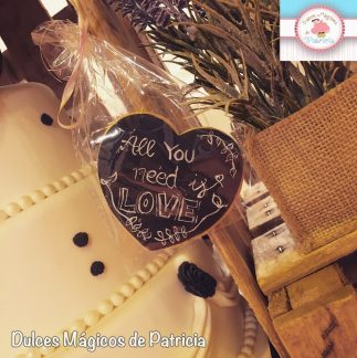galleta corazón pizarra boda