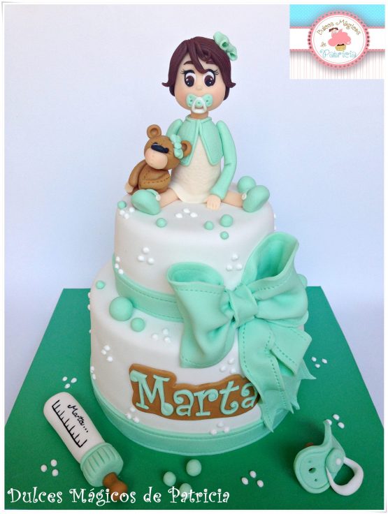 tarta bautizo alcalá madrid verde niña