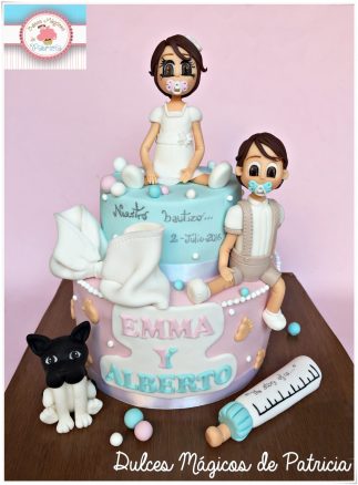 tarta bautizo mellizos
