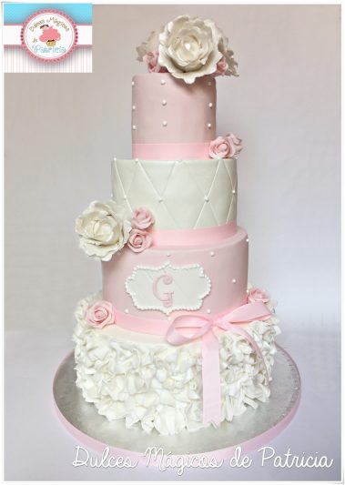 tarta bautizo rosa bebé madrid