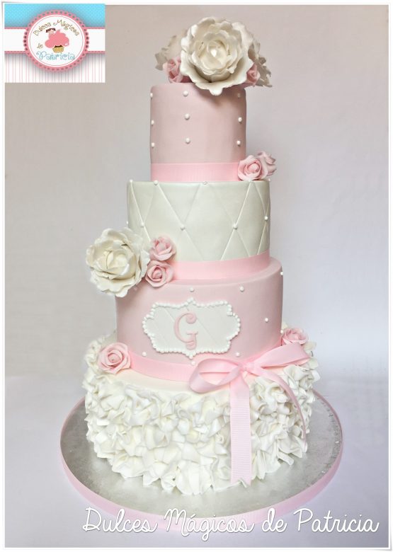 tarta bautizo rosa bebé madrid