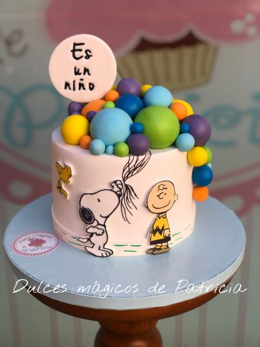 tarta snoopy bebé globos
