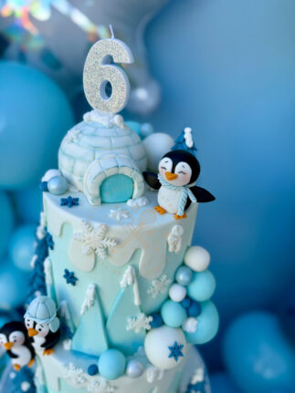 tarta-pingüinos-fondant