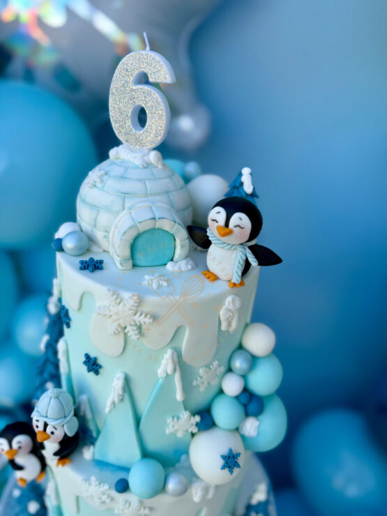 tarta-pingüinos-fondant