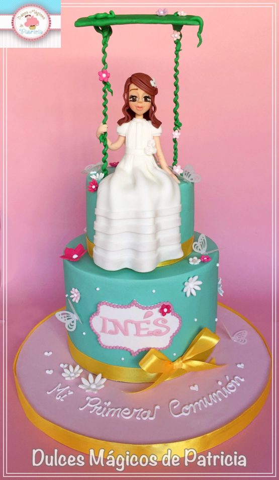 Tarta comunión niña columpio alcalá