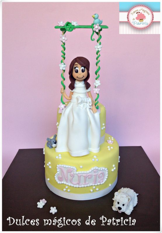 tarta comunión columpio niña
