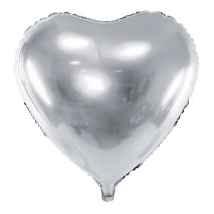 globo foil helio corazón plata plateado