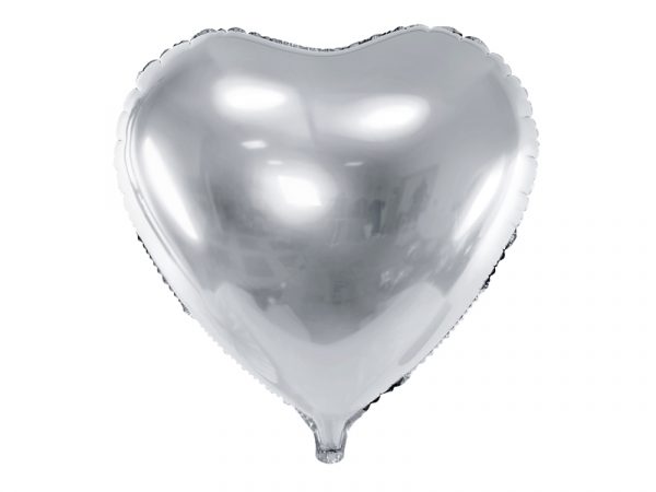globo foil helio corazón plata plateado