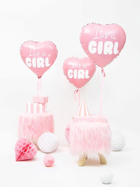 globo foil helio corazón rosa es una niña its a girl