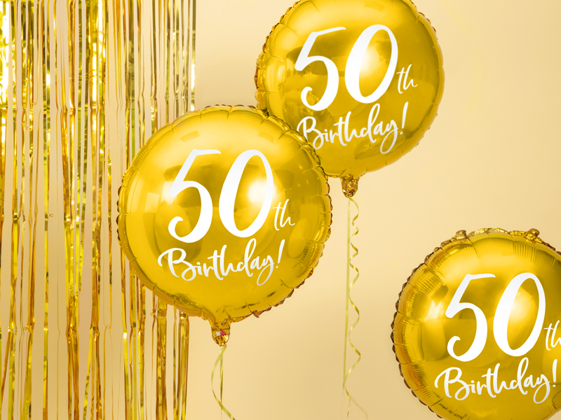 Pack globos 50 cumpleaños oro