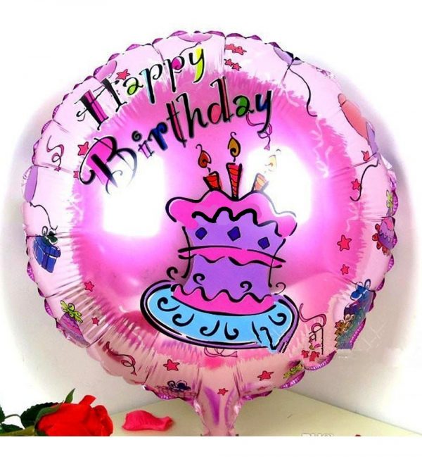 globo foil redondo happy birthday rosa