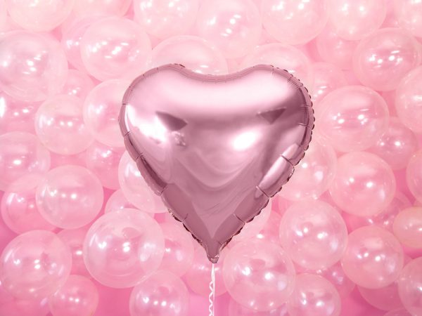 globo helio foil corazón rosa