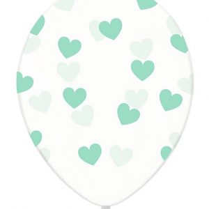 globo helio transparente corazones verde mint