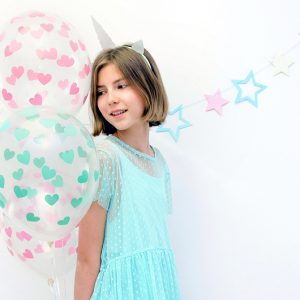 globo helio transparente corazones verde mint