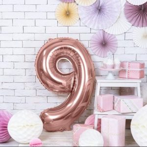 globo numero 9 oro rosa helio