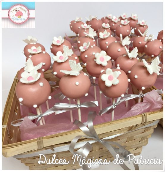 Cakepops rosa flor