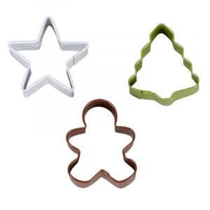 cortadores set 3 mini estrella arbol y muñeco de jengibre wilton