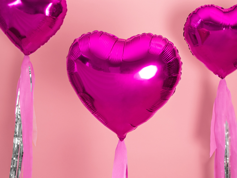 Helio 50 + Bouquet globos corazón rosa de foil - Globofiesta