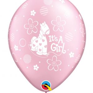 globo its a girl soft pony rosa bebé