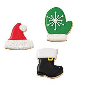 Set 3 cortadores wilton navidad gorro bota manopla