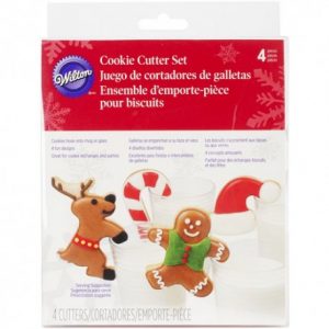 Set 4 cortadores navidad wilton muñeco reno bastón gorro
