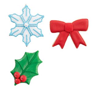 set 3 cortadores navidad wilton acebo copo lazo