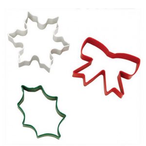 set 3 cortadores navidad wilton acebo copo lazo
