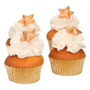 decoraciones azucar estrellas doradas funcakes