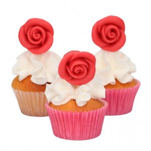 decoraciones funcakes rosas rojas de mazapan