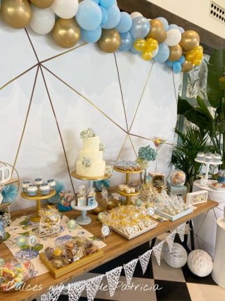 Candy bar boda dorado y azul