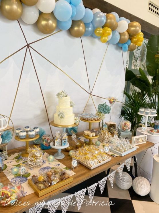 Candy bar boda dorado y azul