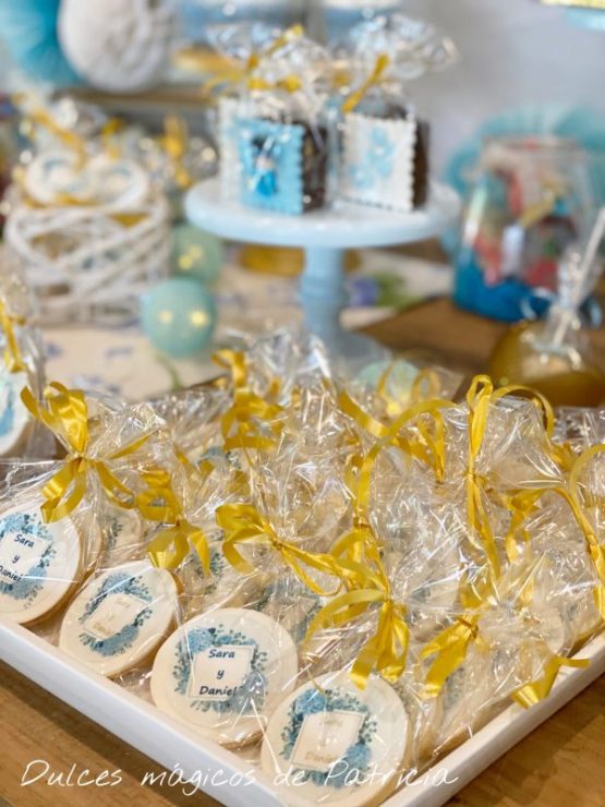 Candy bar boda dorado y azul