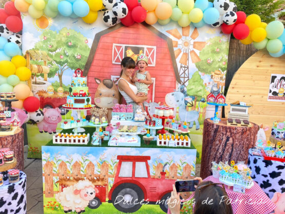 Mesa dulce y decoración cumpleaños La granja