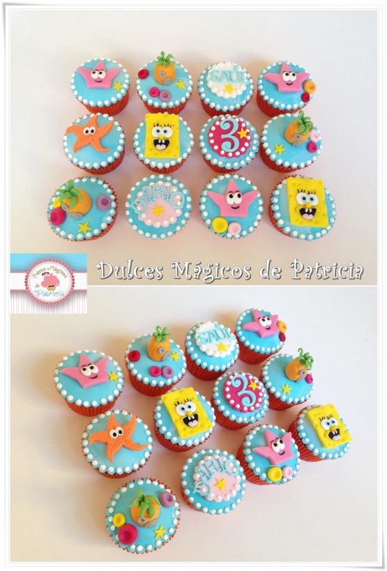 Cupcakes decorados Bob esponja