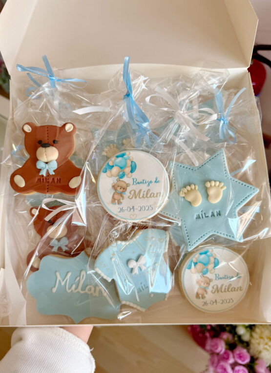 Galletas bautizo en tonos azules