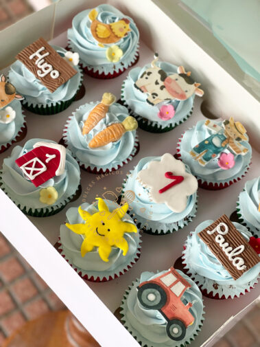 Cupcakes decorados temática granja