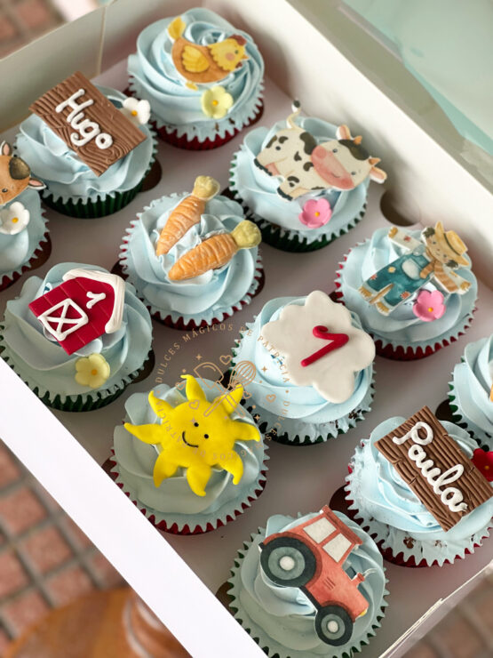 Cupcakes decorados temática granja