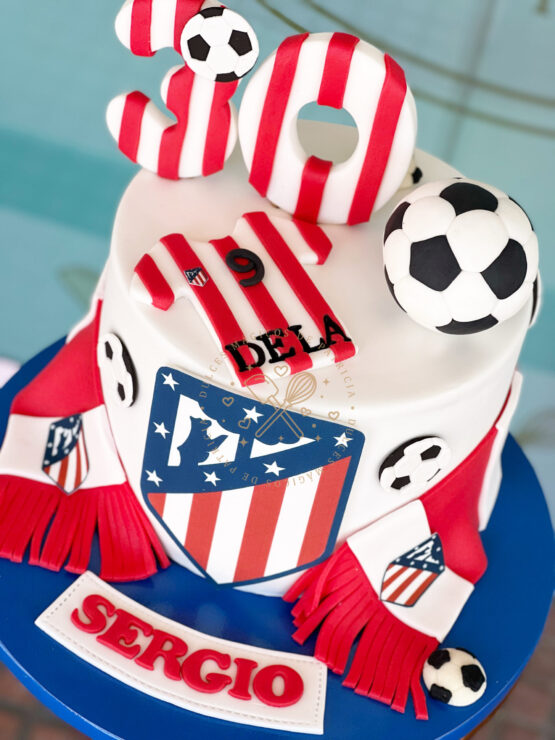 tarta decorada futbol Atletico de Madrid
