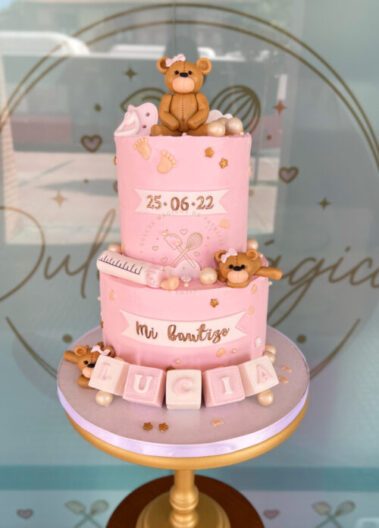 Tarta decorada Bautizo ositos