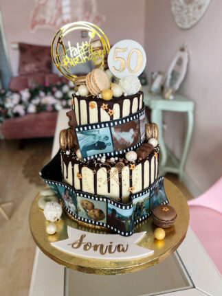 Tarta decorada 50 años con fotos